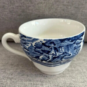 Replacement Vintage Blue & White Cup Colonial Landscape Unmarked